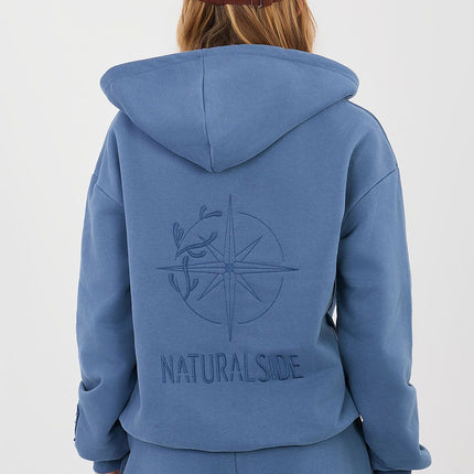 Womens Zip Up Hooded Sweatshirt With Pockets Cotton Elastane Blend - Très Elite
