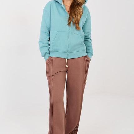Womens Zip Up Hooded Sweatshirt With Pockets Cotton Elastane Blend - Très Elite