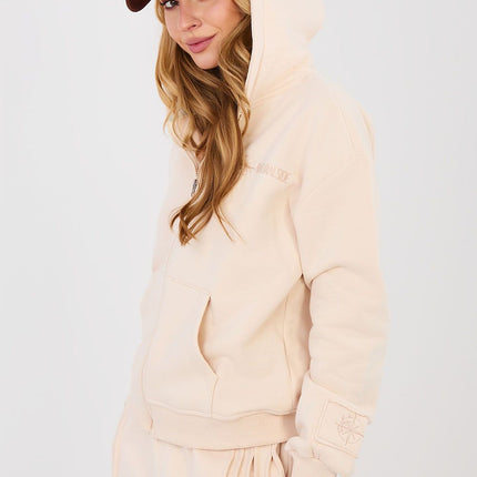 Womens Zip Up Hooded Sweatshirt With Pockets Cotton Elastane Blend - Très Elite