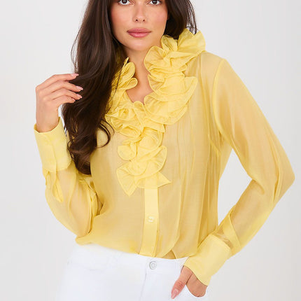 Women's Translucent Long Sleeve Shirt Tencel Polyester Blend - Très Elite