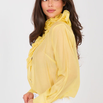 Women's Translucent Long Sleeve Shirt Tencel Polyester Blend - Très Elite
