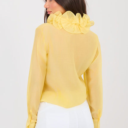 Women's Translucent Long Sleeve Shirt Tencel Polyester Blend - Très Elite