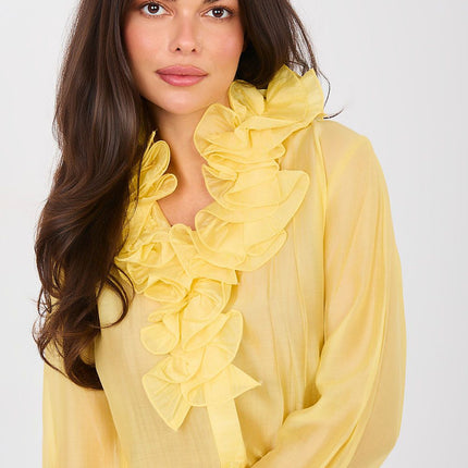 Women's Translucent Long Sleeve Shirt Tencel Polyester Blend - Très Elite