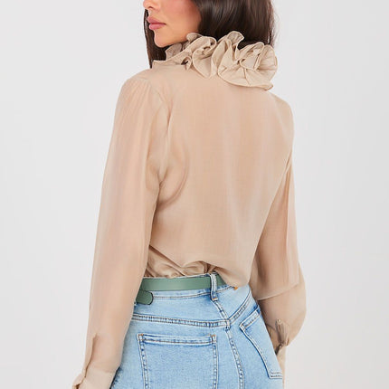 Women's Translucent Long Sleeve Shirt Tencel Polyester Blend - Très Elite
