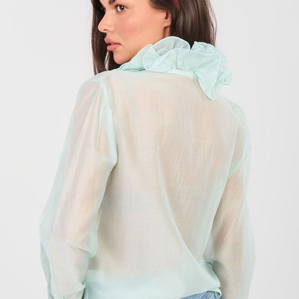 Women's Translucent Long Sleeve Shirt Tencel Polyester Blend - Très Elite