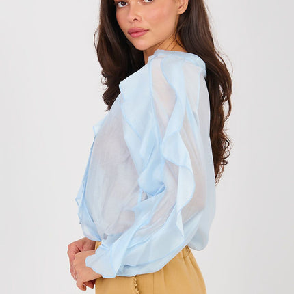 Collarless Women's Long Sleeve Shirt for Formal and Everyday Wear - Très Elite