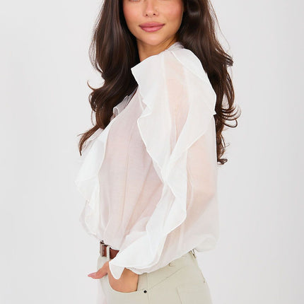 Collarless Women's Long Sleeve Shirt for Formal and Everyday Wear - Très Elite