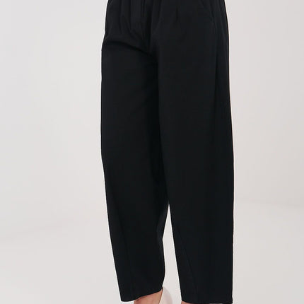 Women Carrot Cut Trousers High Waist Seven Eighths Length Cotton Elastane - Très Elite