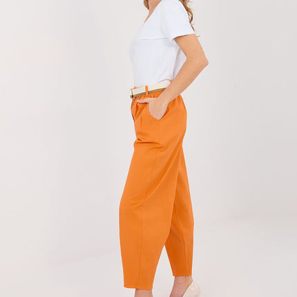 Women Carrot Cut Trousers High Waist Seven Eighths Length Cotton Elastane - Très Elite