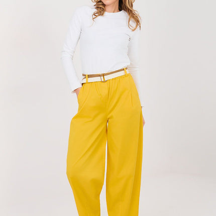 Women Carrot Cut Trousers High Waist Seven Eighths Length Cotton Elastane - Très Elite