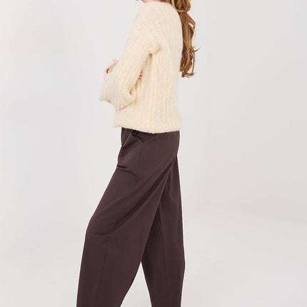 Women Carrot Cut Trousers High Waist Seven Eighths Length Cotton Elastane - Très Elite