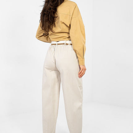 Women Carrot Cut Trousers High Waist Seven Eighths Length Cotton Elastane - Très Elite