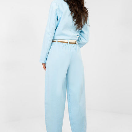 Women Carrot Cut Trousers High Waist Seven Eighths Length Cotton Elastane - Très Elite