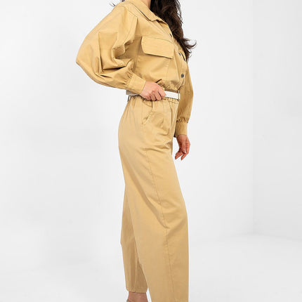 Women Carrot Cut Trousers High Waist Seven Eighths Length Cotton Elastane - Très Elite
