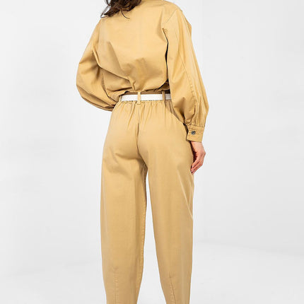 Women Carrot Cut Trousers High Waist Seven Eighths Length Cotton Elastane - Très Elite