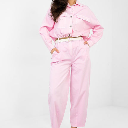 Women Carrot Cut Trousers High Waist Seven Eighths Length Cotton Elastane - Très Elite