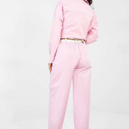 Women Carrot Cut Trousers High Waist Seven Eighths Length Cotton Elastane - Très Elite