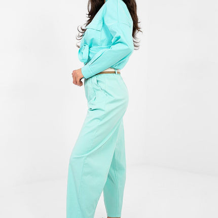 Women Carrot Cut Trousers High Waist Seven Eighths Length Cotton Elastane - Très Elite