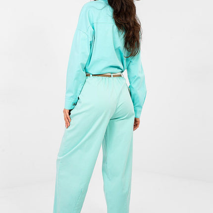Women Carrot Cut Trousers High Waist Seven Eighths Length Cotton Elastane - Très Elite