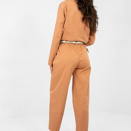 Women Carrot Cut Trousers High Waist Seven Eighths Length Cotton Elastane - Très Elite