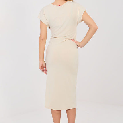 Elegant Polyester Viscose Blend Pencil Cocktail Dress With Draped Front - Très Elite