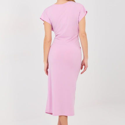 Elegant Polyester Viscose Blend Pencil Cocktail Dress With Draped Front - Très Elite