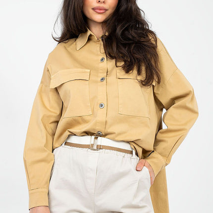 Women Casual Long Sleeve Shirt Cotton Elastane For Everyday Comfort - Très Elite- Très Elite