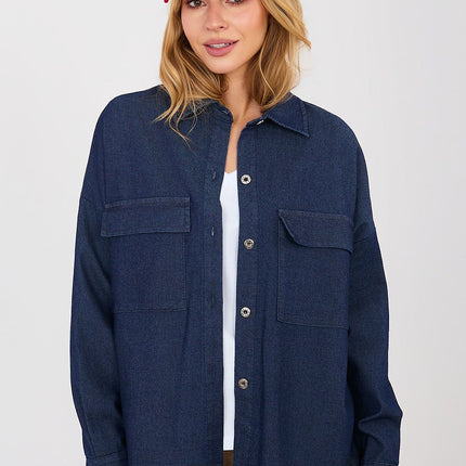 Womens Denim Shirt Long Sleeve Loose Fit for Everyday Wear - Très Elite