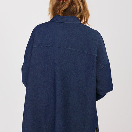 Womens Denim Shirt Long Sleeve Loose Fit for Everyday Wear - Très Elite