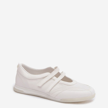 Women's Sporty Eco Leather Ballet Flats With Instep Straps Lightweight - Très Elite
