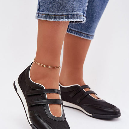 Women's Sporty Eco Leather Ballet Flats With Instep Straps Lightweight - Très Elite