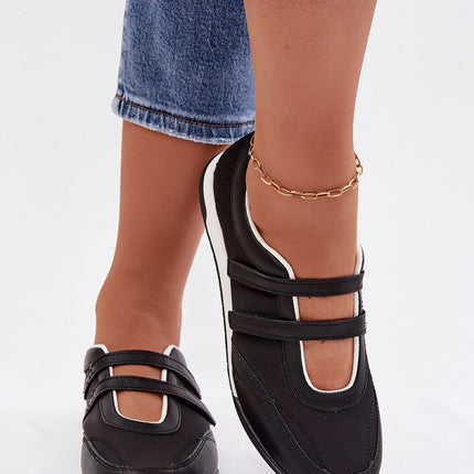 Women's Sporty Eco Leather Ballet Flats With Instep Straps Lightweight - Très Elite