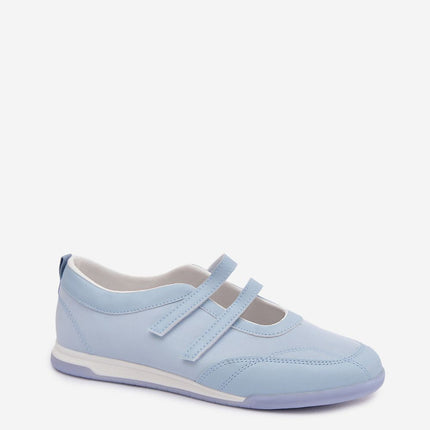 Women's Sporty Eco Leather Ballet Flats With Instep Straps Lightweight - Très Elite