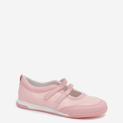 Women's Sporty Eco Leather Ballet Flats With Instep Straps Lightweight - Très Elite