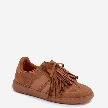 Women's Eco-Suede Sneakers With Removable Fringe Details And Foam Insole - Très Elite