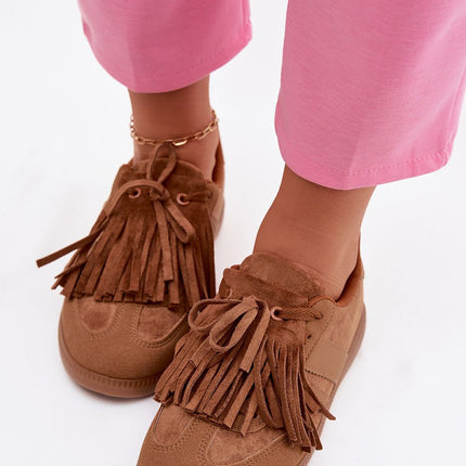 Women's Eco-Suede Sneakers With Removable Fringe Details And Foam Insole - Très Elite
