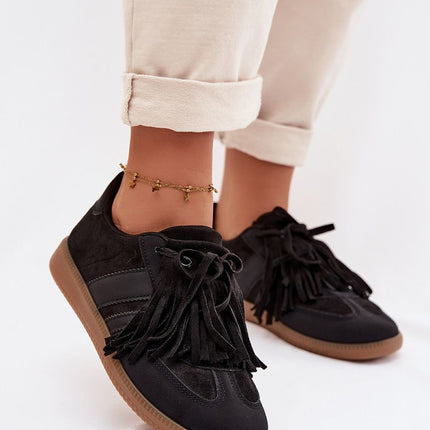 Women's Eco-Suede Sneakers With Removable Fringe Details And Foam Insole - Très Elite