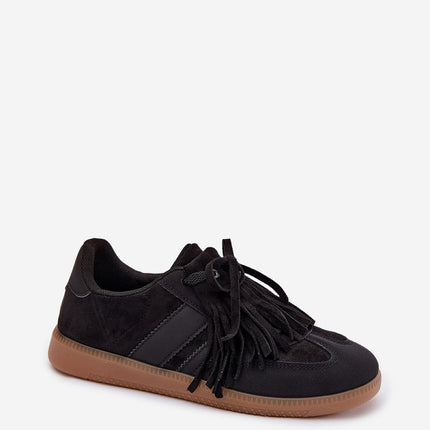 Women's Eco-Suede Sneakers With Removable Fringe Details And Foam Insole - Très Elite