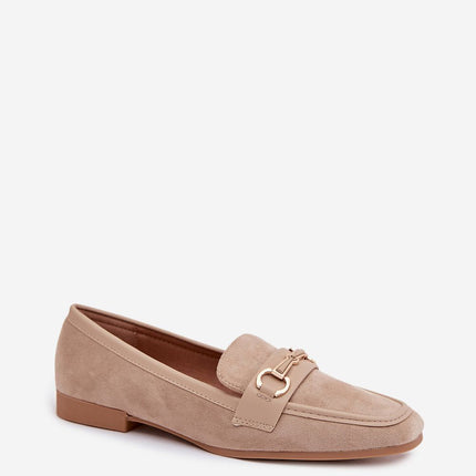 Classic Eco Suede Womens Loafers With Front Strap Decorative Detail - Très Elite
