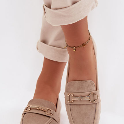 Classic Eco Suede Womens Loafers With Front Strap Decorative Detail - Très Elite