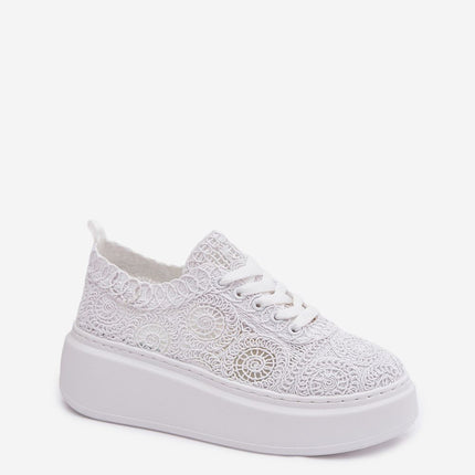 Women Openwork Crocheted Sneakers With Platform Sole And Soft Insole - Très Elite