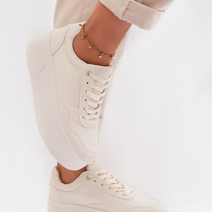 Womens Eco Leather Platform Sneakers With Foam Insole Comfort - Très Elite