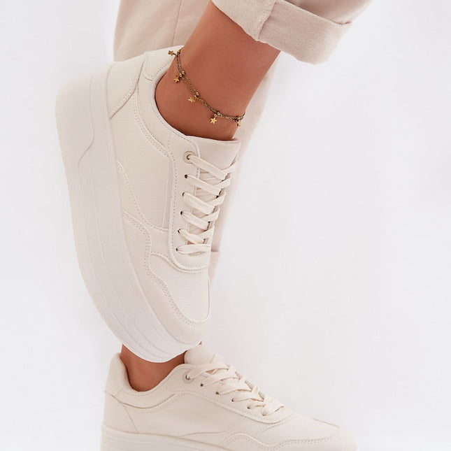 Womens Eco Leather Platform Sneakers With Foam Insole Comfort - Très Elite