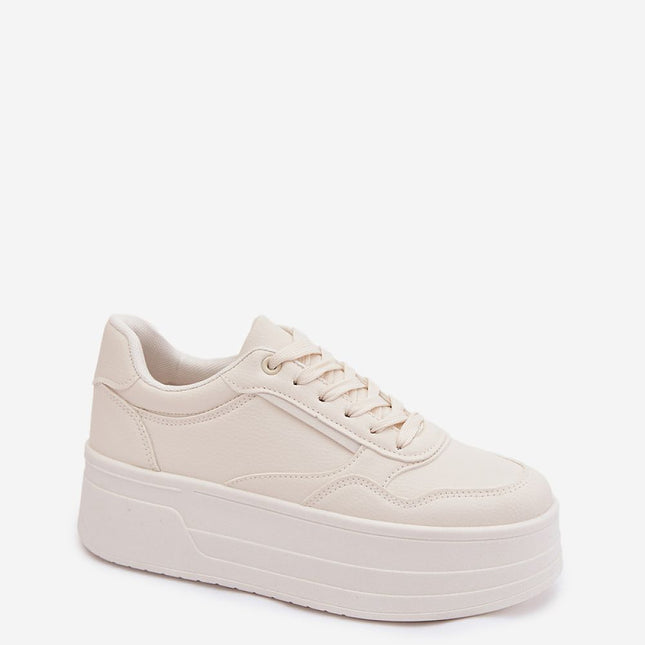 Womens Eco Leather Platform Sneakers With Foam Insole Comfort - Très Elite