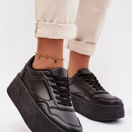 Womens Eco Leather Platform Sneakers With Foam Insole Comfort - Très Elite