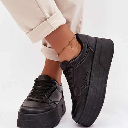 Womens Eco Leather Platform Sneakers With Foam Insole Comfort - Très Elite