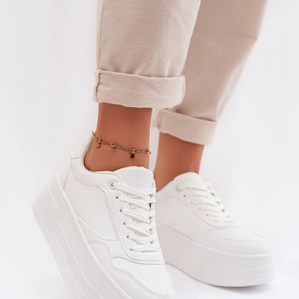 Womens Eco Leather Platform Sneakers With Foam Insole Comfort - Très Elite