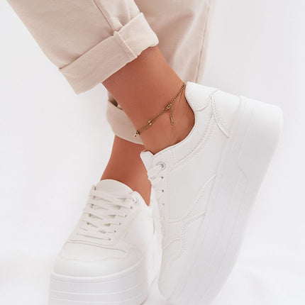 Womens Eco Leather Platform Sneakers With Foam Insole Comfort - Très Elite