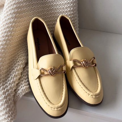Eco Leather Womens Loafers With Gold Front Detail For Everyday Comfort - Très Elite