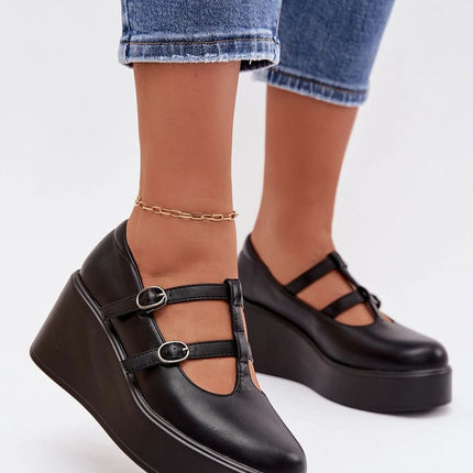 Womens Eco Leather Wedge Heel Boots With Straps For Everyday Wear - Très Elite